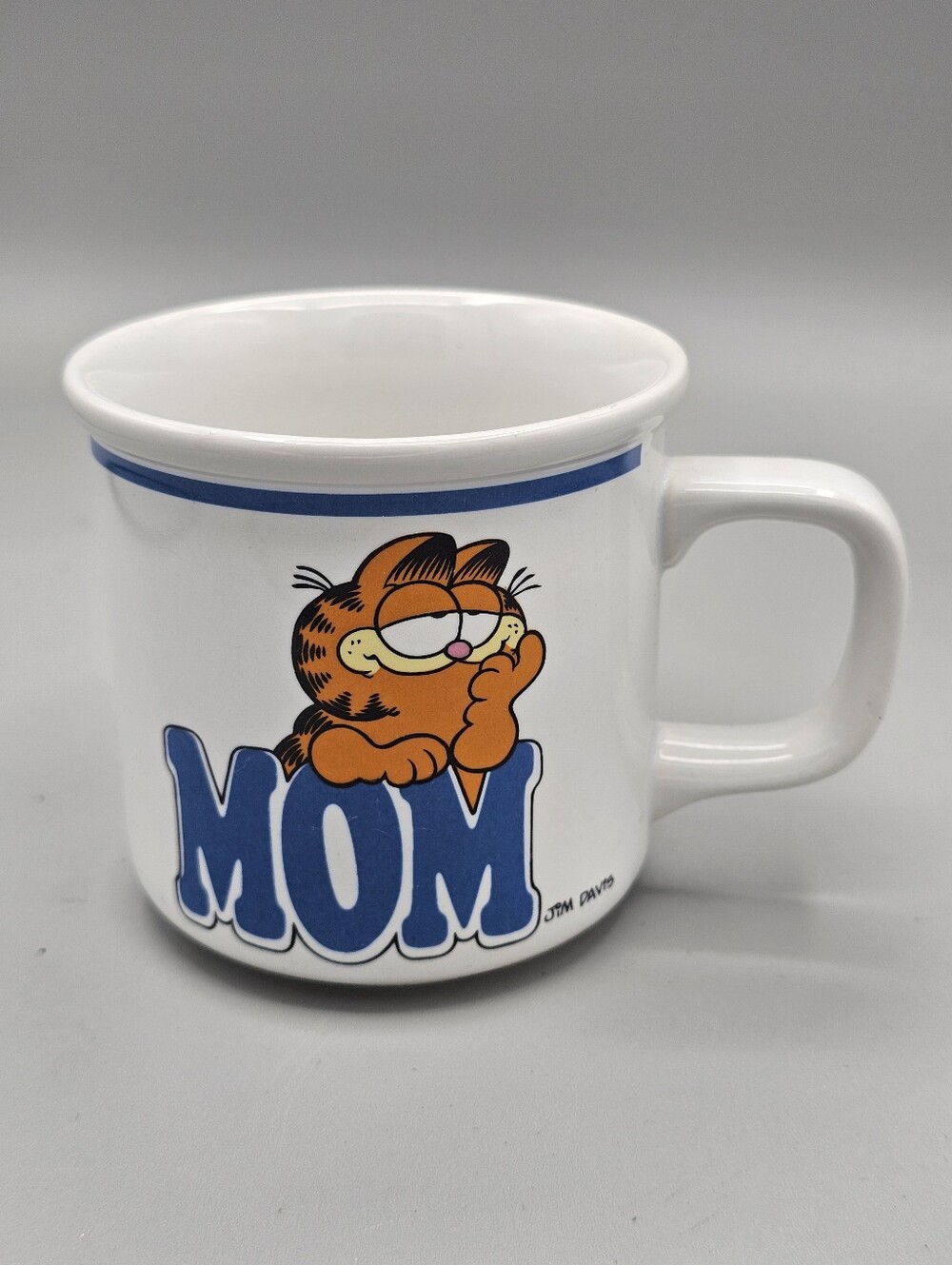 1978 Garfield "Mom" Coffee Mug Enesco 10 Oz Cup Blue Spell‎ Out Vintage 70s Htf